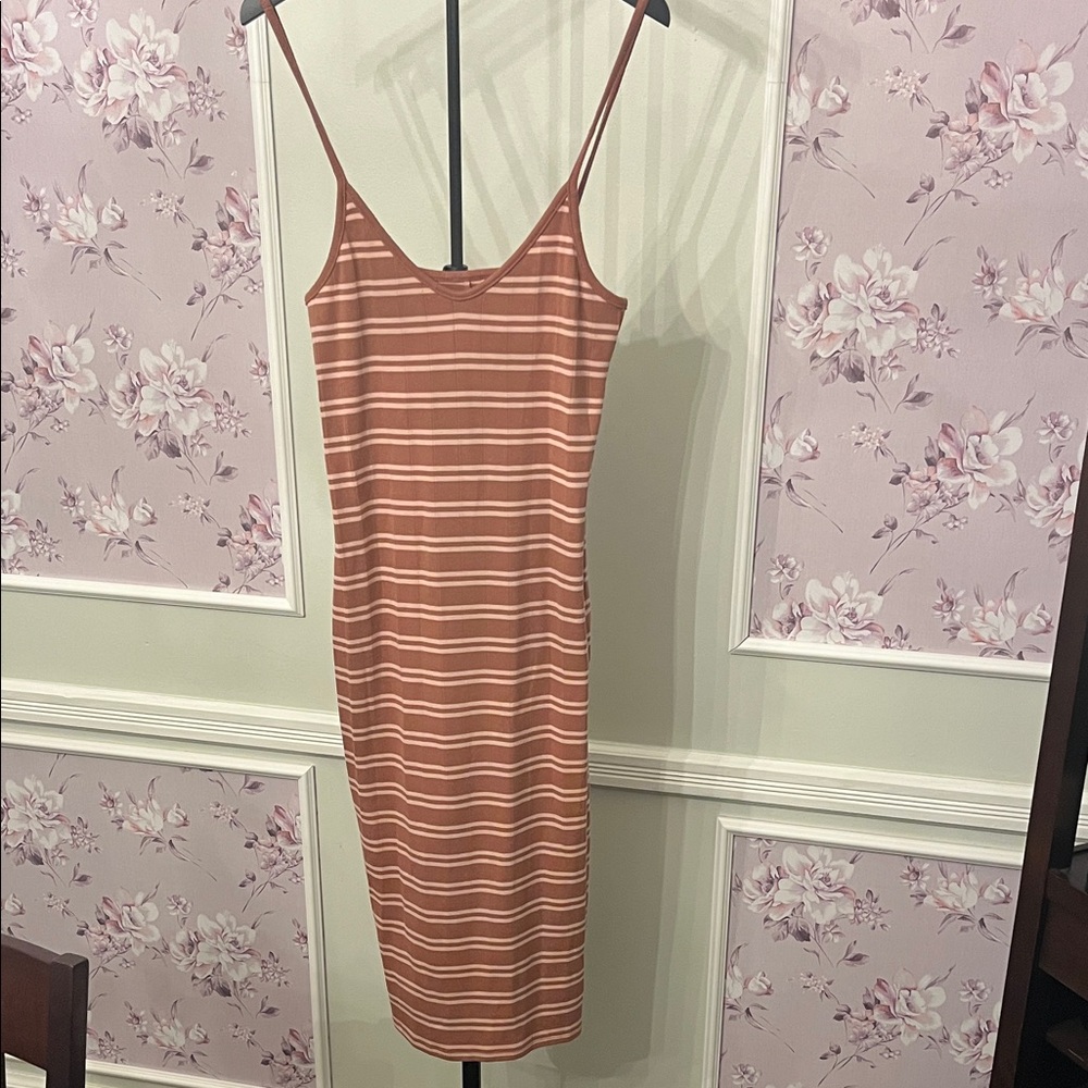 Wild Fable Striped Mauve Midi Dress